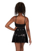 Liquid - Black Flat Sequin Skater Skirt with Waistband