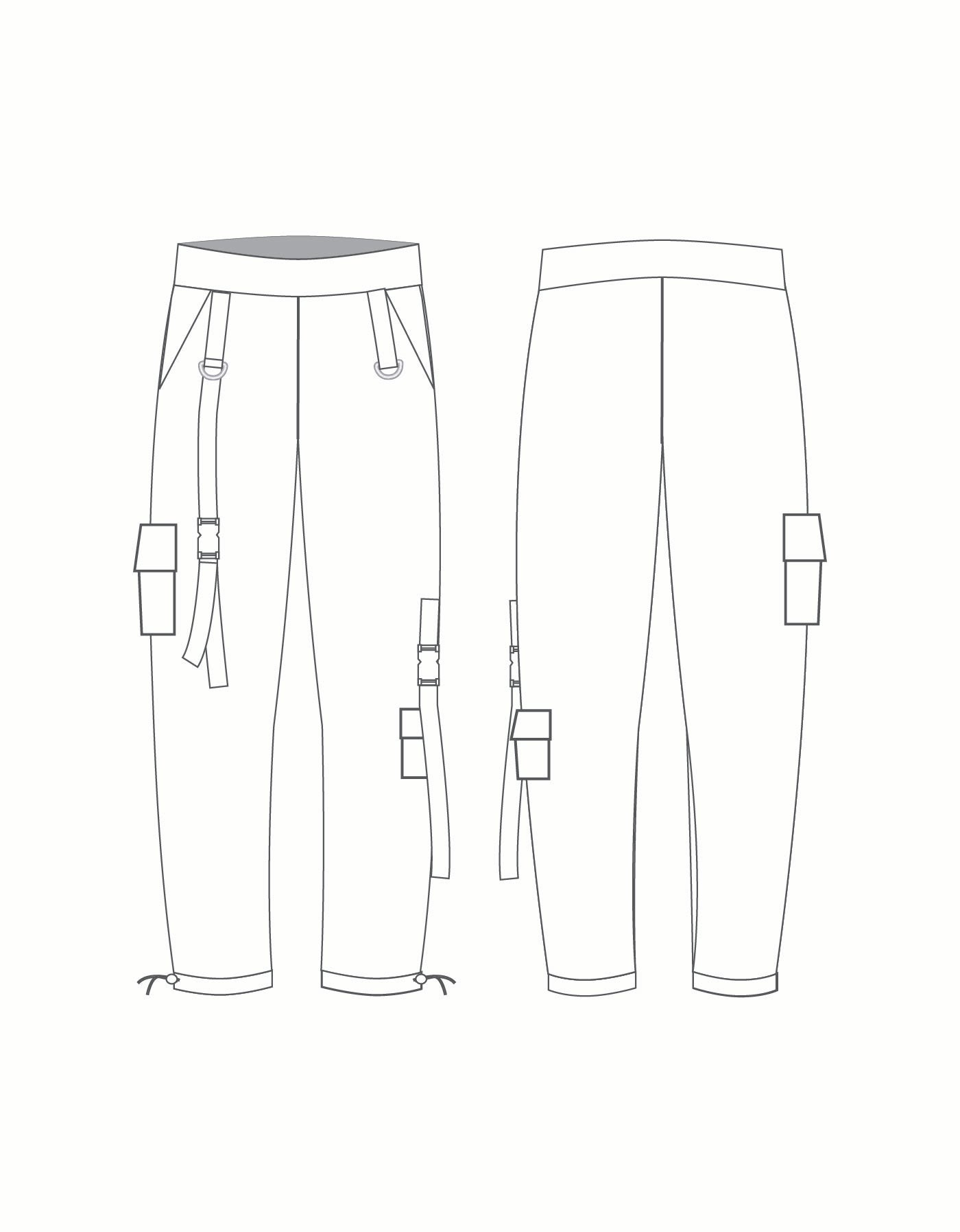 Custom Inked Cargo Pants with Straps And Pockets - Satin