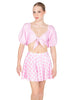 A Little Bit Country Peasant Sleeve Tie Up Crop Top