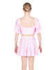 A Little Bit Country Peasant Sleeve Tie Up Crop Top