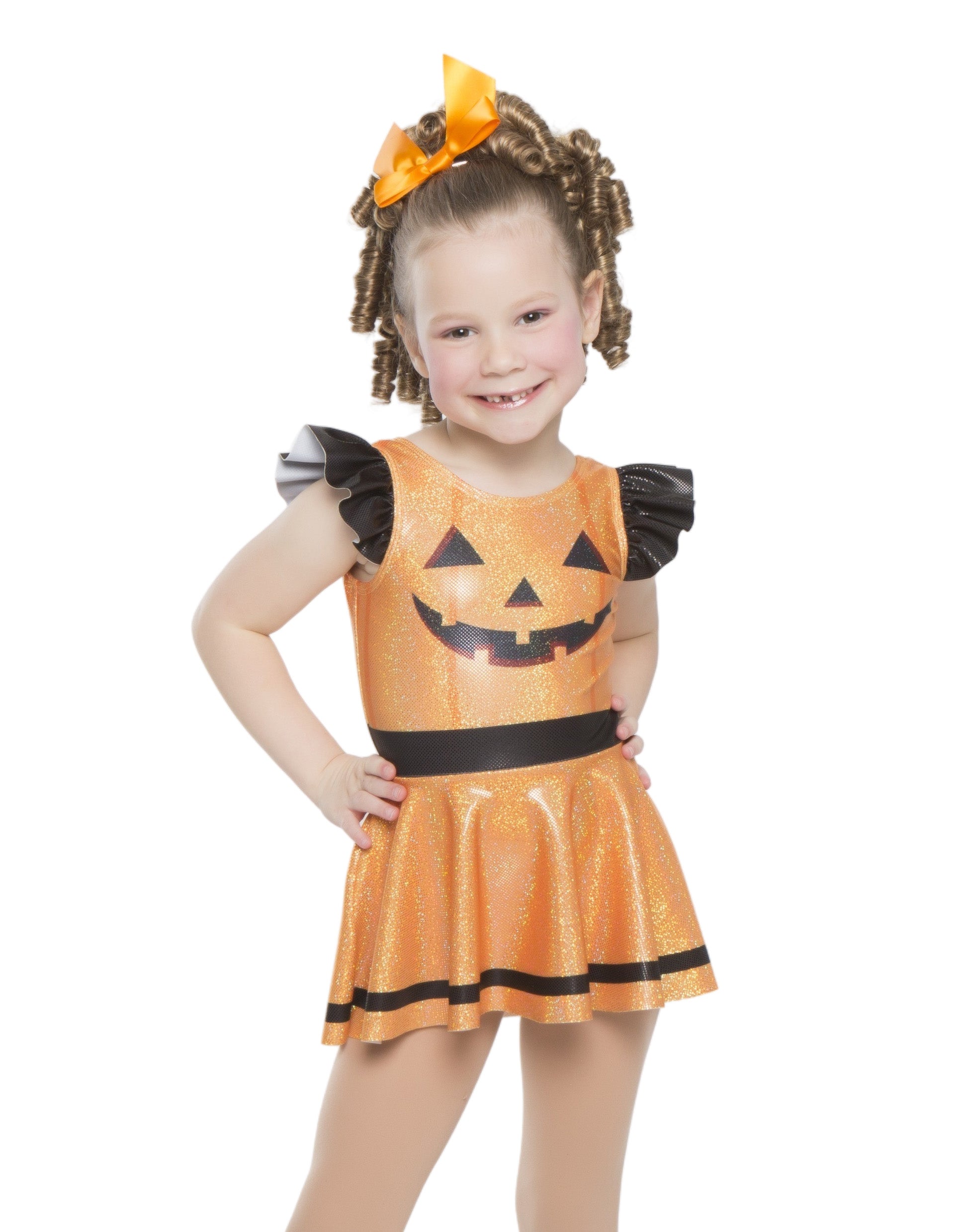 Happy Halloween Pumpkin Tank Gather Sleeve Dress