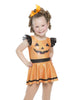 Happy Halloween Pumpkin Tank Gather Sleeve Dress