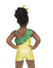 Princess Pineapple Solid One Shoulder with Ruffle Biketard