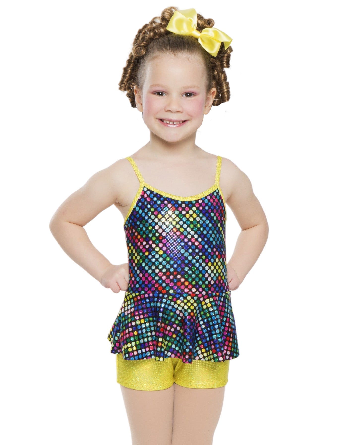 Waving My Rainbow Sparkles Camisole with Peplum Biketard