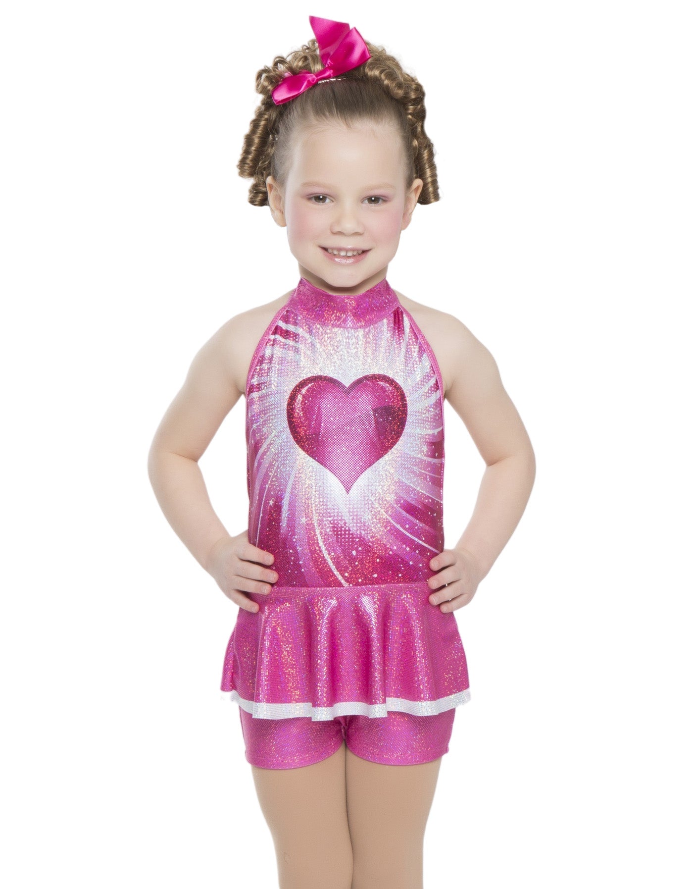 I Love Dancing Affection Halter Collar with Peplum Biketard