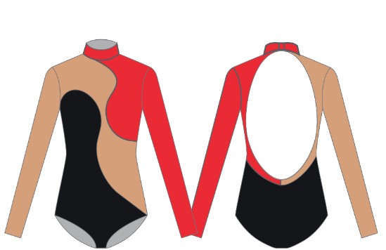 Custom The Fusion Dance Studio Red and Black Shadows Leotard