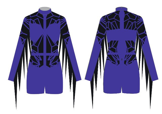 Custom Restrained LS Tneck Zipper Back Biketard