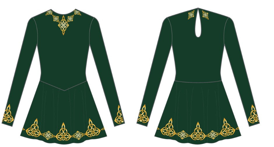 Custom KJ Irish LS Round Neck Keyhole Back V Front Dress