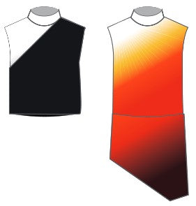 Custom Ombre to Light Rays Asymetric Band Sleeveless Convertible Drop Shirt