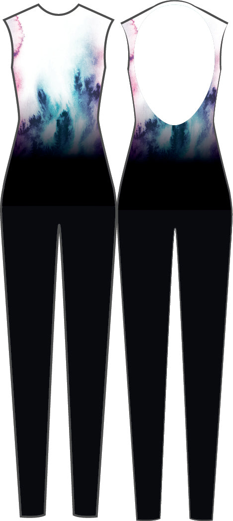 Canvas Lycra Halter Covered Back Unitard Sleeveless Open Back Unitard