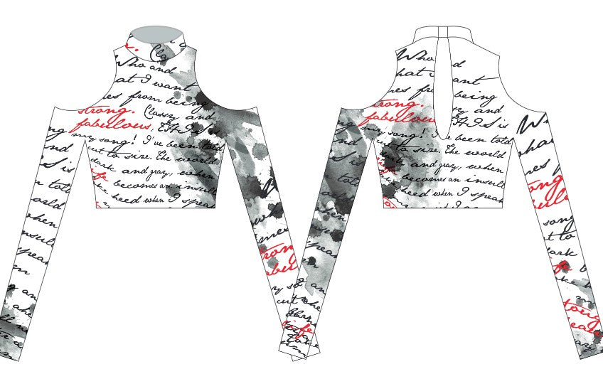 Spoken Word LS TNeck Keyhole Cold Shoulder Crop Top