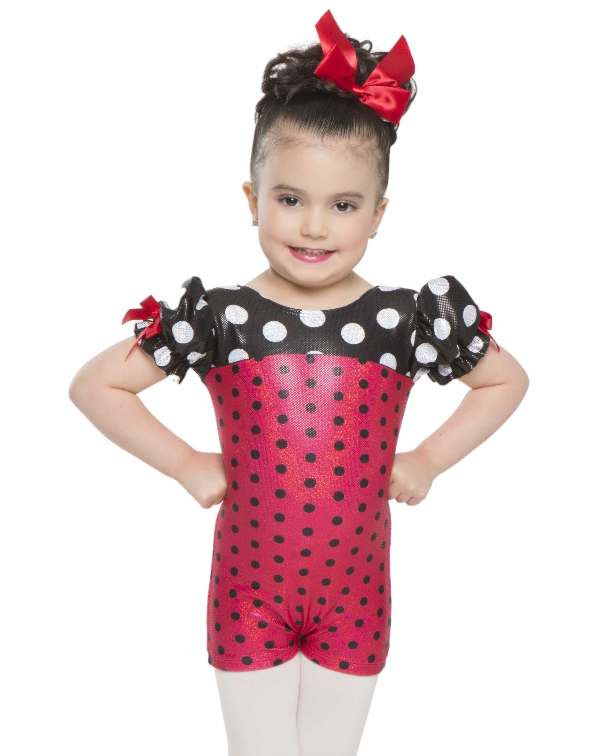 La La Ladybug Polkadots Puff Sleeve Biketard