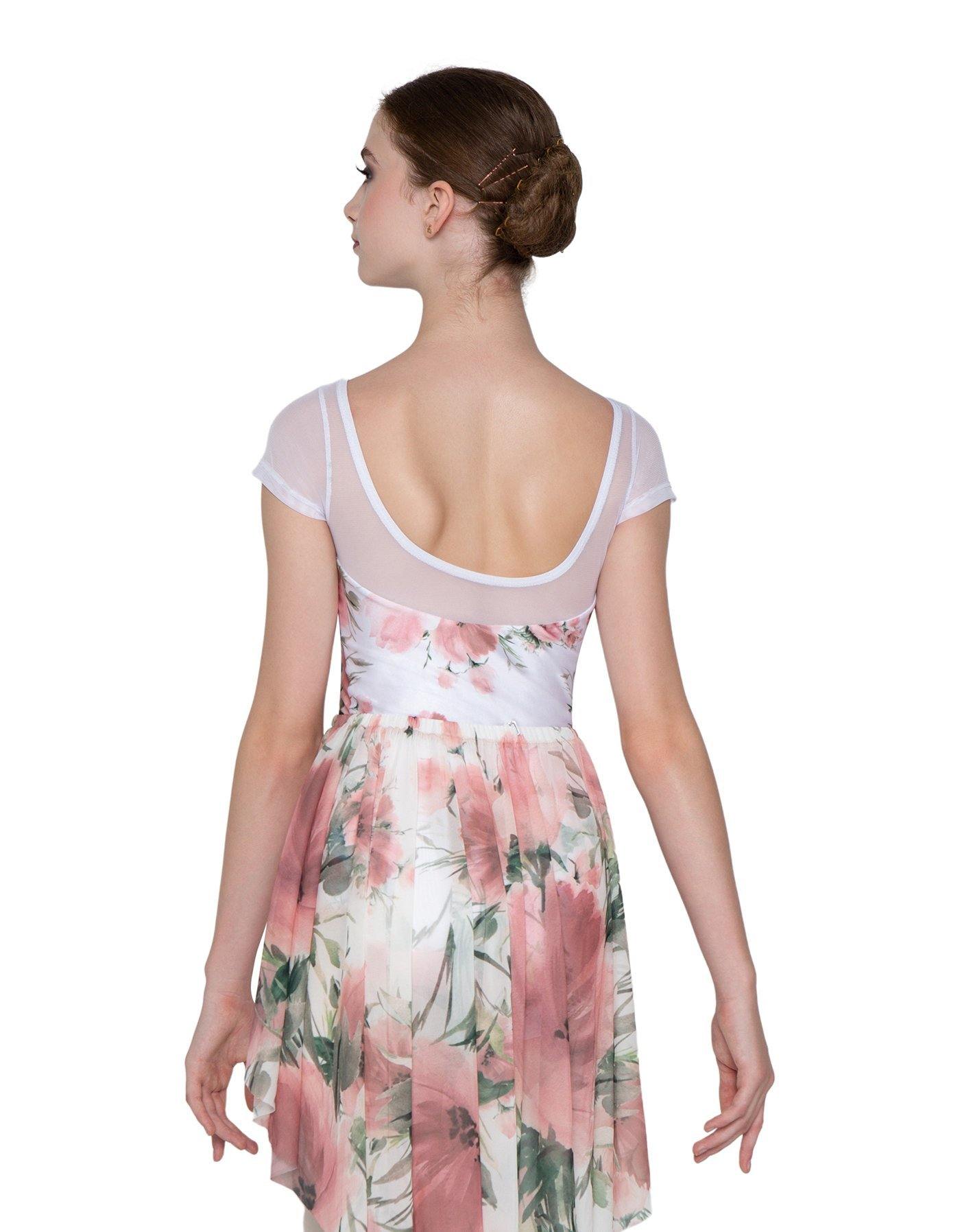 Pale Poppies Mesh Sweetheard Cap Sleeve Leotard - Hamilton Theatrical