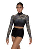 Army Camo LS Zipper Front Crop Top - Hamilton Theatrical