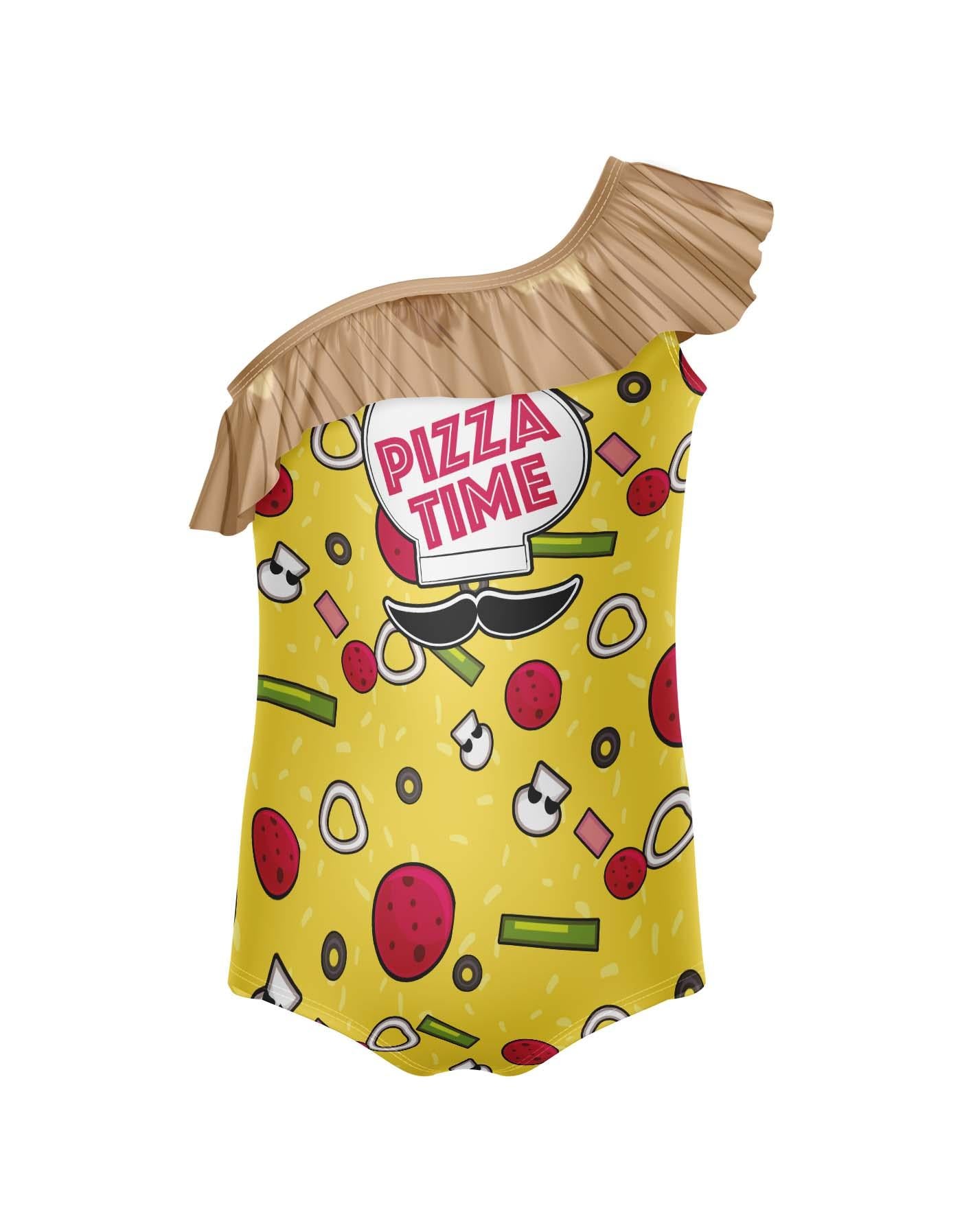 Pizza Time Pizza One Shoulder Leotard with Ruffle - Hamilton Theatrical
