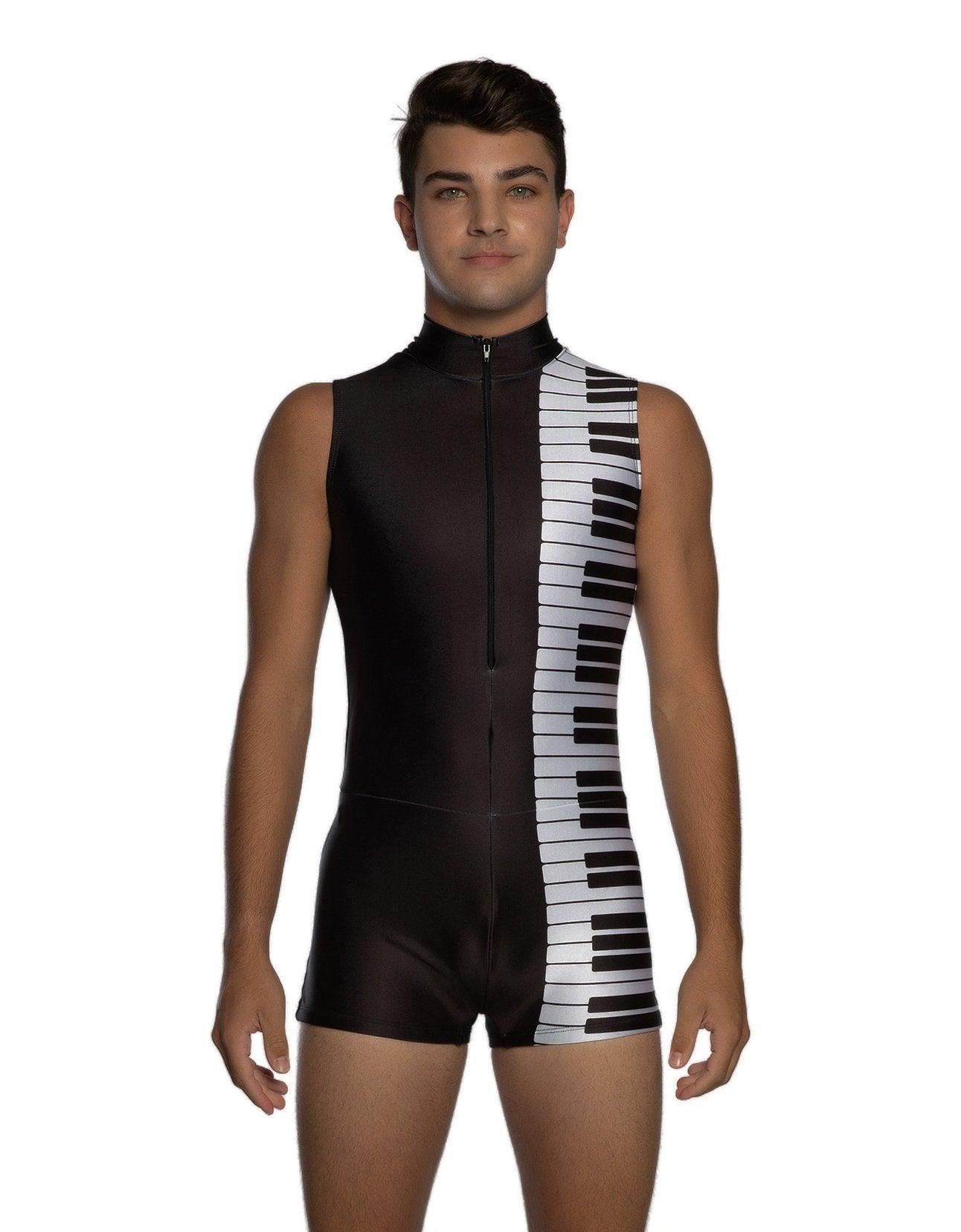 Piano Man Zip Up Boys Biketard - Hamilton Theatrical