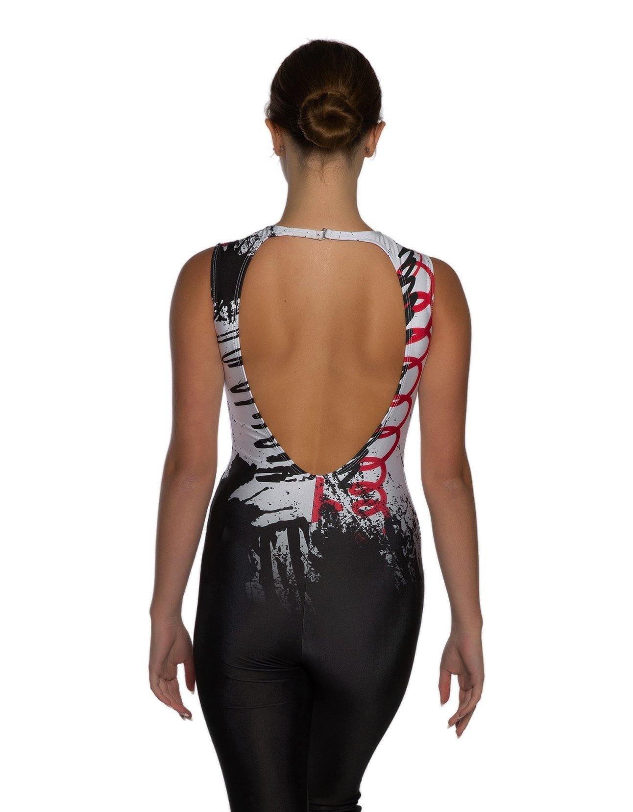 Scribble Sleeveless Open Back Unitard - Hamilton Theatrical