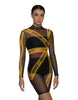 Caution Tape Tneck LS Bike Short Open Back Biketard with Bandeau and Panty - Hamilton Theatrical