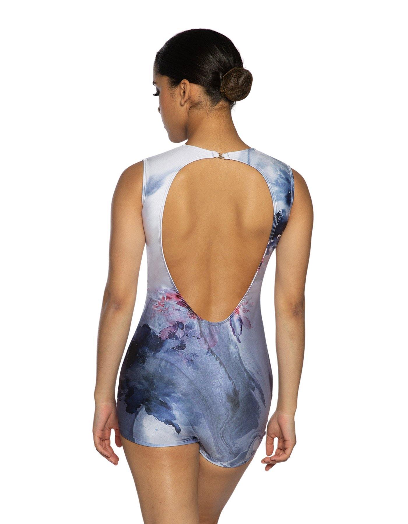 Flower Haze Sleeveless Open Back Biketard - Hamilton Theatrical