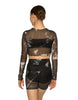 Marbled LS Mesh Crop Top - Hamilton Theatrical