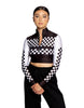 Checkers LS Zipper Front Crop Top - Hamilton Theatrical